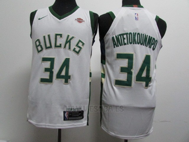Camiseta Milwaukee Bucks Giannis Antetokounmpo #34 2017-18 Blanco